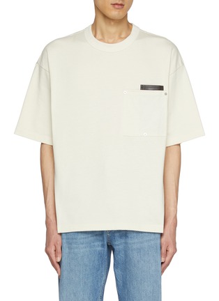 Main View - Click To Enlarge - BOTTEGA VENETA - Leather Detail Crewneck Cotton T-Shirt