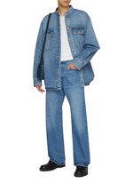 Men Casual Denim Jacket Mandarin Collar Frog Button Chinese