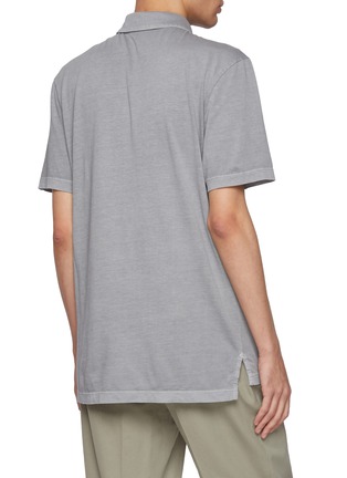 Back View - Click To Enlarge - JAMES PERSE - Sueded Jersey Cotton Polo Shirt