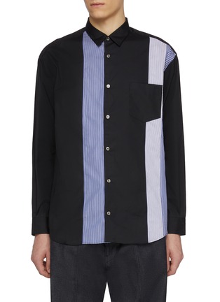 Main View - Click To Enlarge - COMME DES GARÇONS HOMME - Checkered Insert Pocket Cotton Shirt