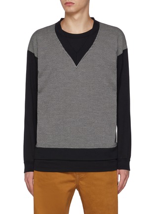 Main View - Click To Enlarge - COMME DES GARÇONS HOMME - Checkered Vest Insert Cotton Sweater