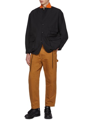 Figure View - Click To Enlarge - COMME DES GARÇONS HOMME - Notch Lapel Single Breasted Flap Pocket Wool Blend Blazer