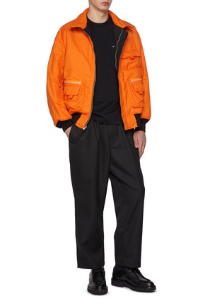 Reversible Collared Wool Blend Bomber Jacket