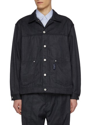 Main View - Click To Enlarge - COMME DES GARÇONS HOMME - Camp Collar Back Strap Denim Jacket