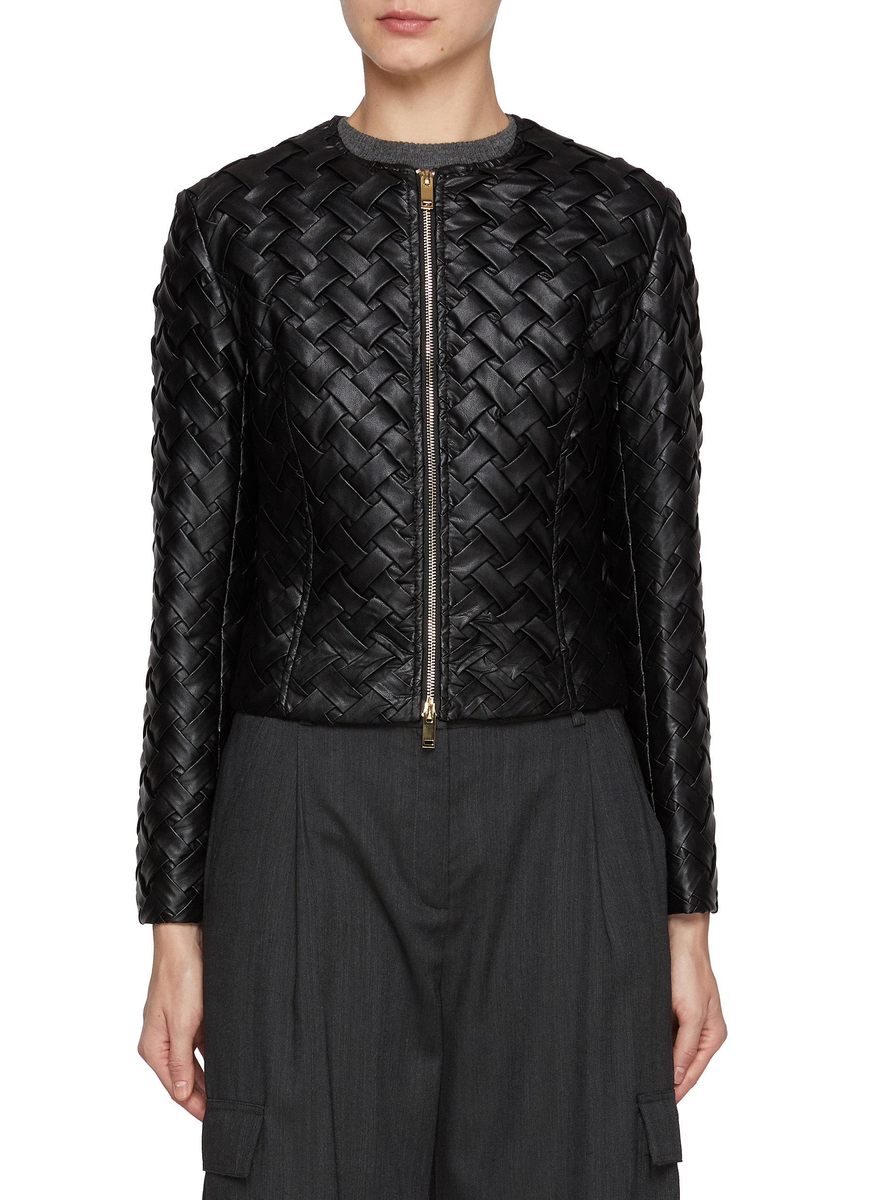 MARELLA Woven Faux Leather Jacket Women Lane Crawford