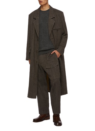 Figure View - Click To Enlarge - UMA WANG - Celia Single Breasted Herringbone Wool Coat