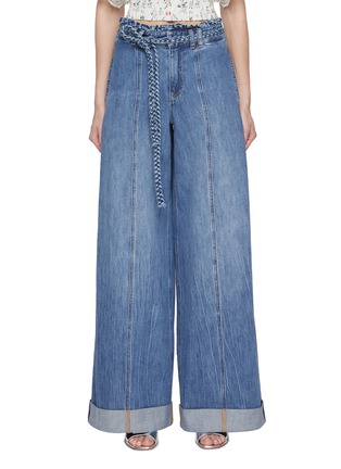 Main View - Click To Enlarge - ALICE & OLIVIA - Harriet Paper Bag Medium Washed Jeans