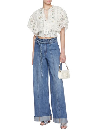 Figure View - Click To Enlarge - ALICE & OLIVIA - Harriet Paper Bag Medium Washed Jeans