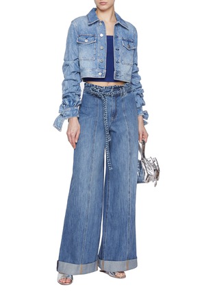 Figure View - Click To Enlarge - ALICE & OLIVIA - Tiff Tied Medium Washed Denim Jacket