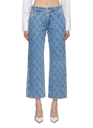 Main View - Click To Enlarge - ALICE & OLIVIA - Weezy Quilted Embellished Cropped Mid-Rise Jean