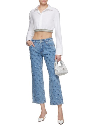 Figure View - Click To Enlarge - ALICE & OLIVIA - Weezy Quilted Embellished Cropped Mid-Rise Jean
