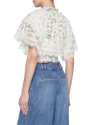 Back View - Click To Enlarge - ALICE & OLIVIA - Tabitha Lace Cropped Blouse