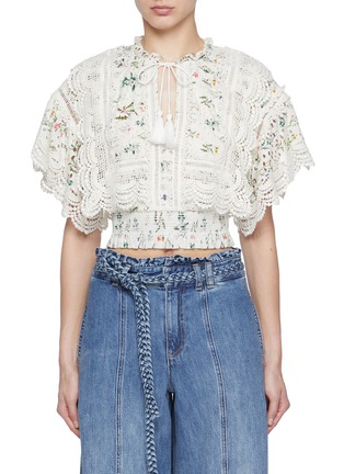 ALICE & OLIVIA | Tabitha Lace Cropped Blouse