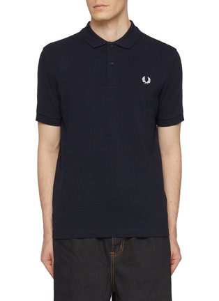 Main View - Click To Enlarge - COMME DES GARÇONS SHIRT - x Fred Perry Slogan Print Cotton Polo Shirt