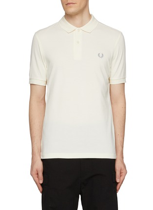 Main View - Click To Enlarge - COMME DES GARÇONS SHIRT - x Fred Perry Slogan Print Cotton Polo Shirt