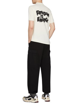 Figure View - Click To Enlarge - COMME DES GARÇONS SHIRT - x Fred Perry Slogan Print Cotton Polo Shirt