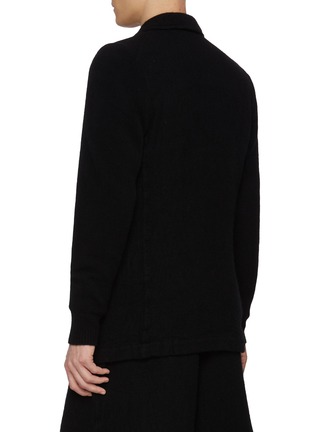 Back View - Click To Enlarge - COMME DES GARÇONS SHIRT - Notch Lapel Single Breasted Crinkled Wool Blend Blazer