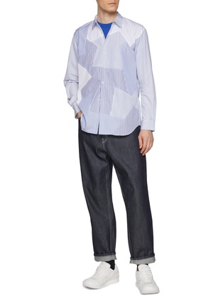 Figure View - Click To Enlarge - COMME DES GARÇONS SHIRT - Contrast Striped Cotton Shirt