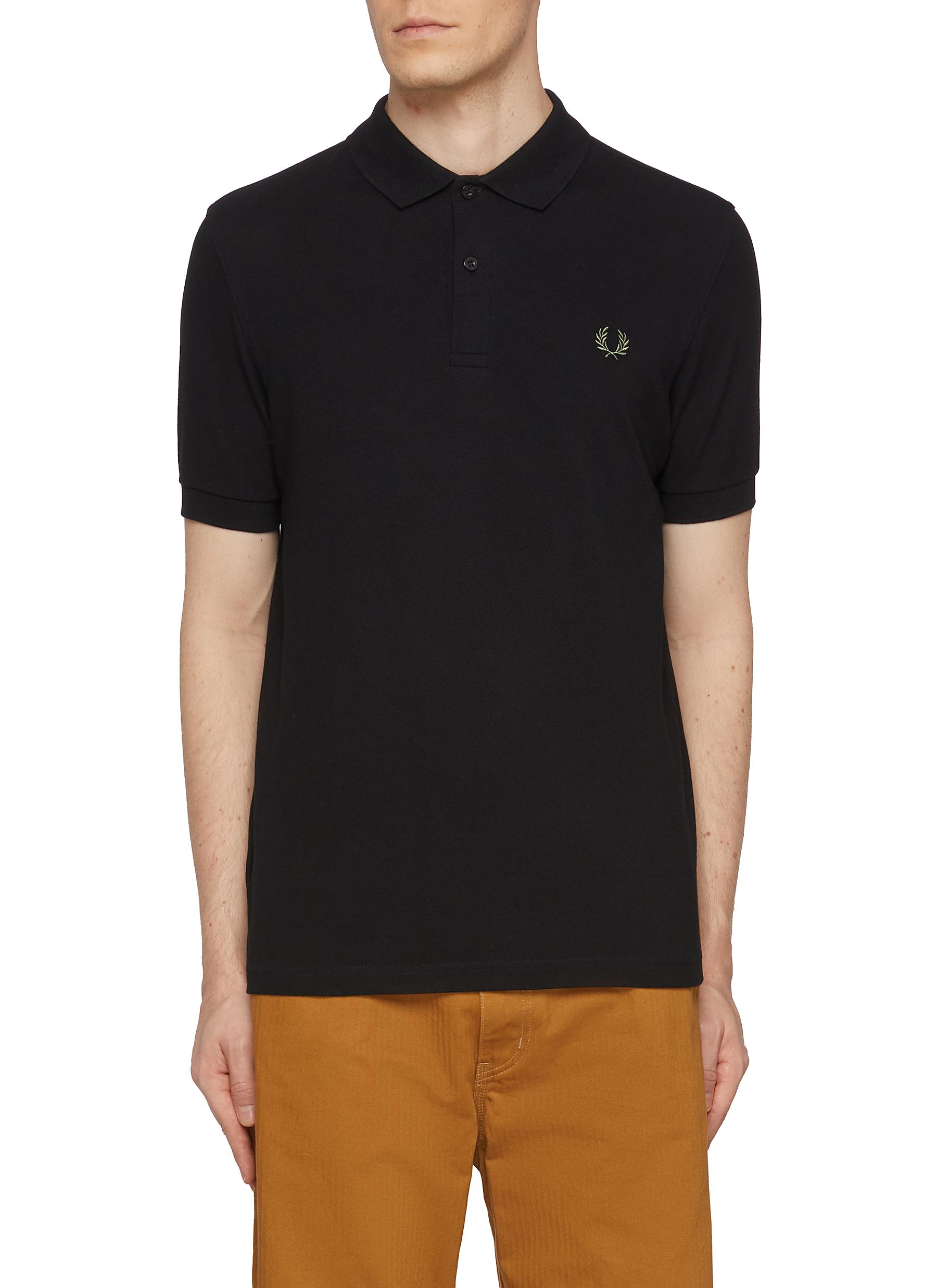 COMME DES GARCONS SHIRT x Fred Perry Slogan Print Cotton Polo Shirt Men Lane Crawford