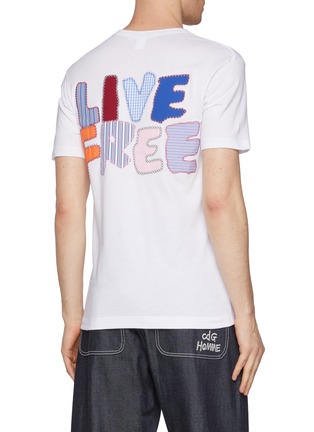 Back View - Click To Enlarge - COMME DES GARÇONS SHIRT - Live Free Patchwork Cotton T-Shirt