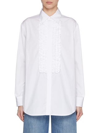 Main View - Click To Enlarge - BOTTEGA VENETA - Ruffled Bib Cotton Poplin Shirt