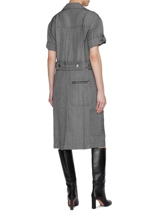 Back View - Click To Enlarge - BOTTEGA VENETA - Roll Sleeves Belted Midi Dress