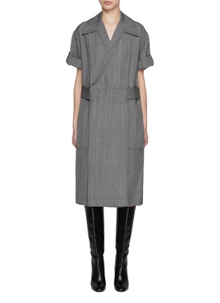 Main View - Click To Enlarge - BOTTEGA VENETA - Roll Sleeves Belted Midi Dress