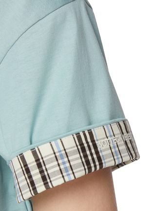  - BOTTEGA VENETA - Boxy Check Roll Sleeve Cotton T-Shirt