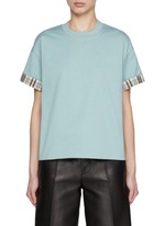 BOTTEGA VENETA | Boxy Check Roll Sleeve Cotton T-Shirt