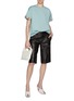 Figure View - Click To Enlarge - BOTTEGA VENETA - Boxy Check Roll Sleeve Cotton T-Shirt