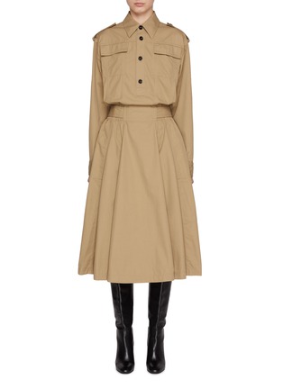 Main View - Click To Enlarge - BOTTEGA VENETA - Elasticated Waistband Cotton Twill A-line Dress