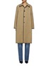 Main View - Click To Enlarge - BOTTEGA VENETA - Single Breasted Leather Trim Long Coat