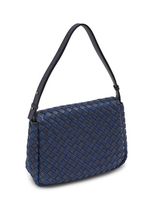 Detail View - Click To Enlarge - BOTTEGA VENETA - Large Cobble Intrecciato Leather Denim Messenger