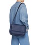 Figure View - Click To Enlarge - BOTTEGA VENETA - Large Cobble Intrecciato Leather Denim Messenger