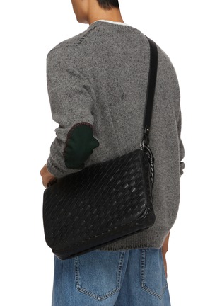 Front View - Click To Enlarge - BOTTEGA VENETA - Small Swing Intrecciato Leather Messenger Bag