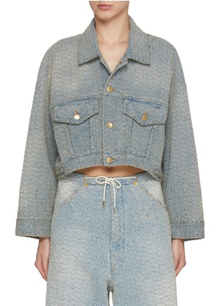 Main View - Click To Enlarge - DARKPARK - Gigi Bouclé Denim Cropped Jacket