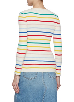 Back View - Click To Enlarge - JOSHUA’S - Striped Pixel Ribbed Knit Sweater