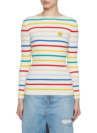 Main View - Click To Enlarge - JOSHUA’S - Striped Pixel Ribbed Knit Sweater