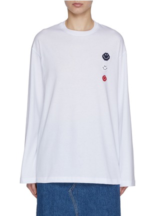 Main View - Click To Enlarge - JOSHUA’S - Smiley Face Pixel Cotton T-Shirt