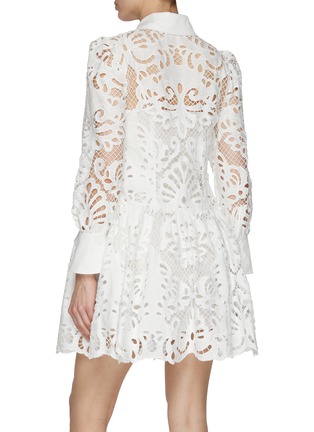 Back View - Click To Enlarge - SELF-PORTRAIT - Lace Mini Cotton Shirt Dress