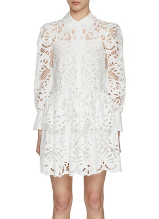 Main View - Click To Enlarge - SELF-PORTRAIT - Lace Mini Cotton Shirt Dress