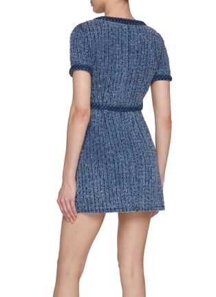 Back View - Click To Enlarge - SELF-PORTRAIT - Textured Denim Short Sleeve Mini Dress