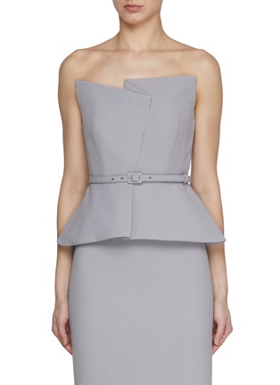 Main View - Click To Enlarge - ROLAND MOURET - Belted Strapless Peplum Top