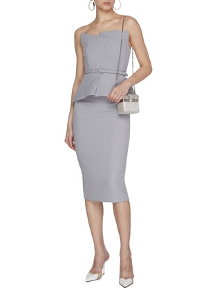 Figure View - Click To Enlarge - ROLAND MOURET - Belted Strapless Peplum Top