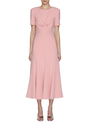 Main View - Click To Enlarge - ROLAND MOURET - Short Sleeve Twist Detail Midi Dress