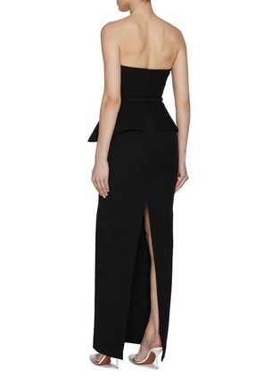 Back View - Click To Enlarge - ROLAND MOURET - Strapless Peplum Column Maxi Dress