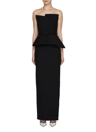 Main View - Click To Enlarge - ROLAND MOURET - Strapless Peplum Column Maxi Dress