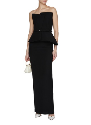 Figure View - Click To Enlarge - ROLAND MOURET - Strapless Peplum Column Maxi Dress