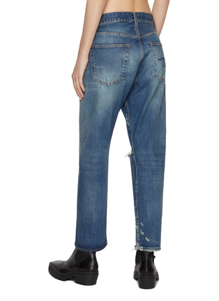 Back View - Click To Enlarge - R13 - Crossover Asymmetrical Waistband Distressed Cotton Jeans