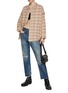 Figure View - Click To Enlarge - R13 - Crossover Asymmetrical Waistband Distressed Cotton Jeans